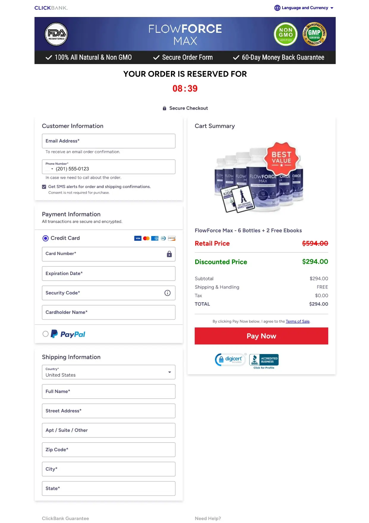 FlowForce Max Official Website Secure Order Page